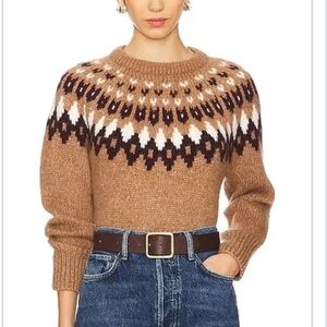 Veronica Beard Tan and White Patterned Sweater
